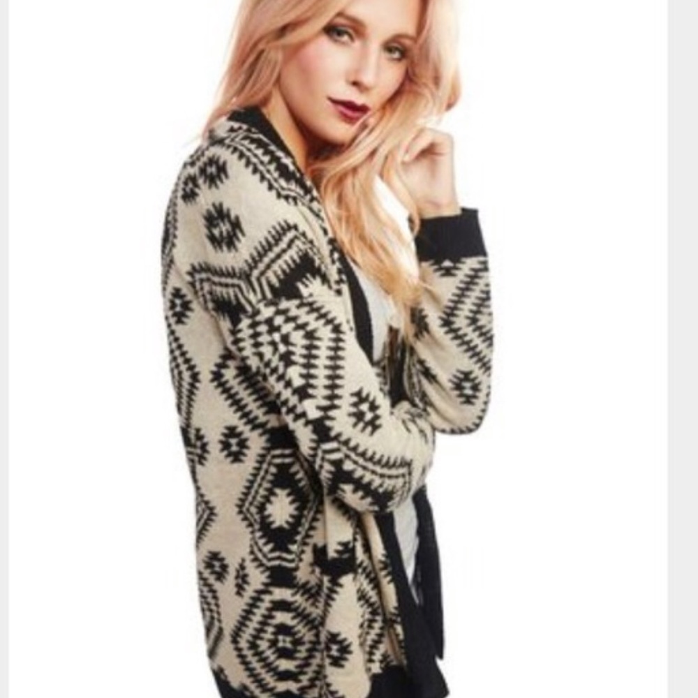 Aztec pattern cardigan sweater, size medium
